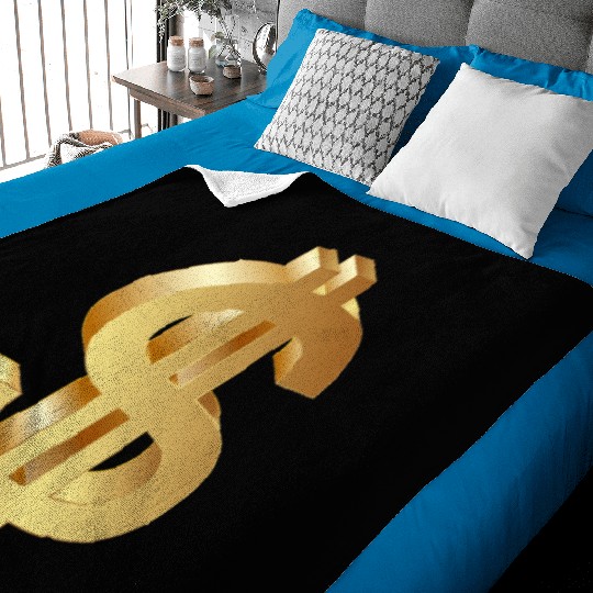 gold dollar sign logo 3d Baby Blankets