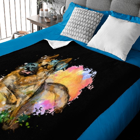 German Shepherd Colorful Dog Lover Baby Blankets
