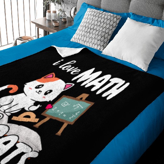 I Love Math And Cats Mathematics Baby Blankets
