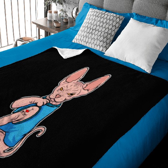 Sphynx Cat Tattoo I Love Mom Mother Mama Baby Blankets