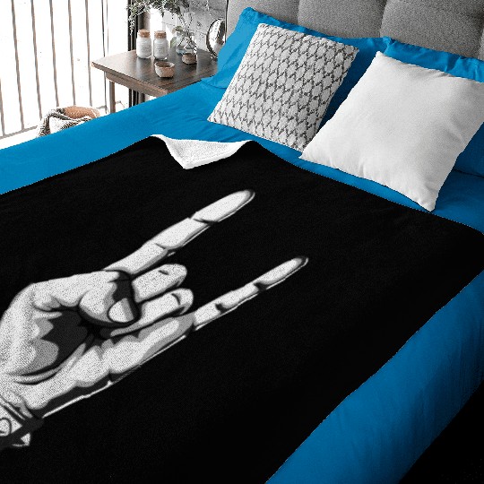 Rock And Roll Finger Sign Music Cool Rock Band Pun Baby Blankets