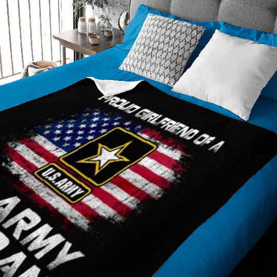Proud Girlfriend Of A Us Army Veteran Military Baby Blankets