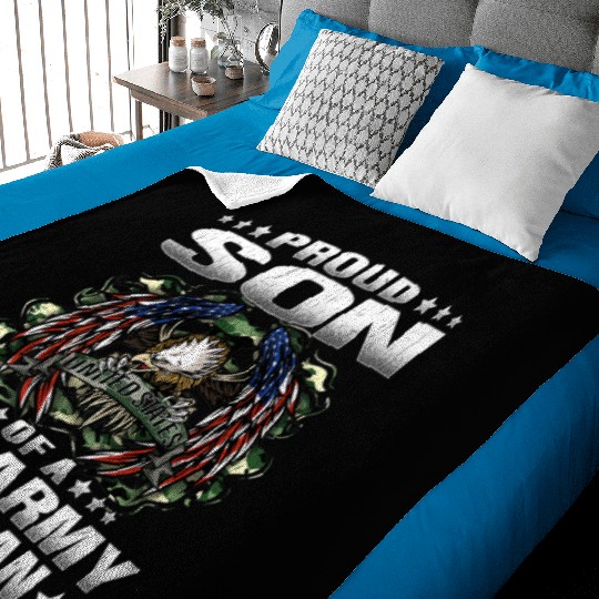 Proud Son Of A US Army Veteran Military Baby Blankets