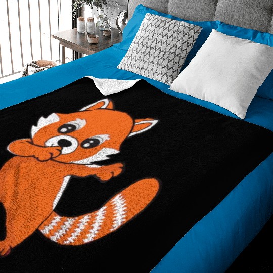 Dabbing Red Panda Cherry Blossoms Bamboo Baby Blankets