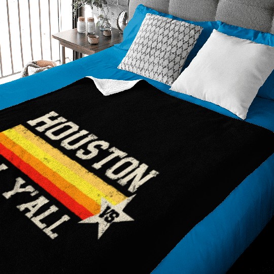 Houston vs All Y'all Vintage Stripe Texas Baseball Baby Blankets