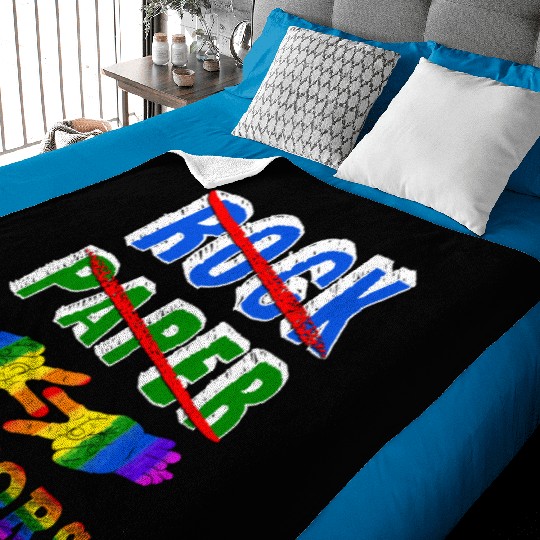 Rock Paper Scissors Lesbian Couple LGBTQ Pride Mon Baby Blankets