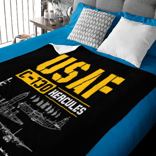 C 130 Hercules US Airborne Fighter Pilot Baby Blankets