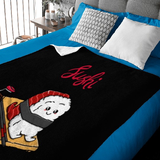 Happy Tuna Sushi Baby Blankets