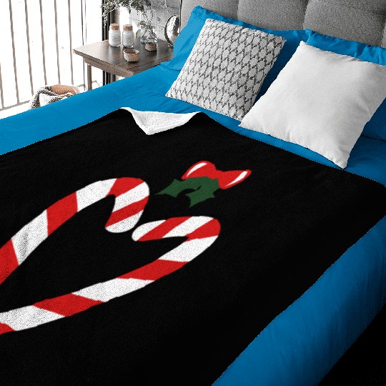 beautiful christmas candy canes in love heart with Baby Blankets