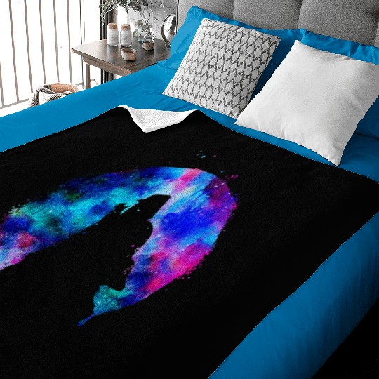 Howling wolf full moon wolves galaxy stars sky Baby Blankets