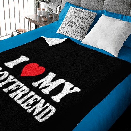 I Love My Boyfriend Grunge Heart Baby Blankets