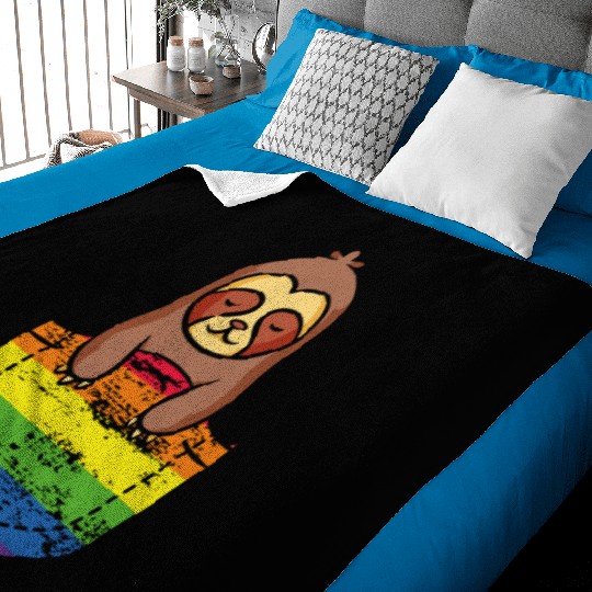 Pocket Sloth LGBTQ Rainbow Flag Pride Month Gay Baby Blankets