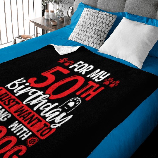 50th Birthday with my Dog Dad Dog Mom 50 Year Old Baby Blankets