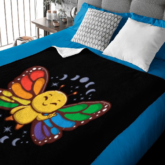 LGBTQ Rainbow Flag Monarch Butterfly Pride Month Baby Blankets