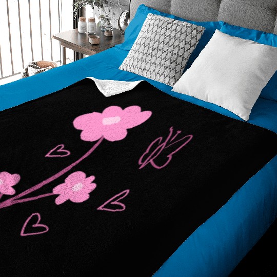 flowers symbol plants nature butterfly pink Baby Blankets