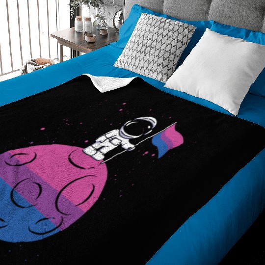 Astronaut In Space Moon Bisexual Flag Bi Space Baby Blankets