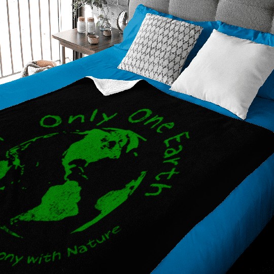 Only One Earth - dark green vintage design Baby Blankets