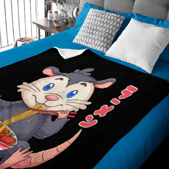Kawaii Opossum Ramen Noodles Japanese Anime Noodle Baby Blankets