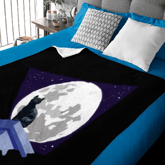 Black cat under the moon Baby Blankets
