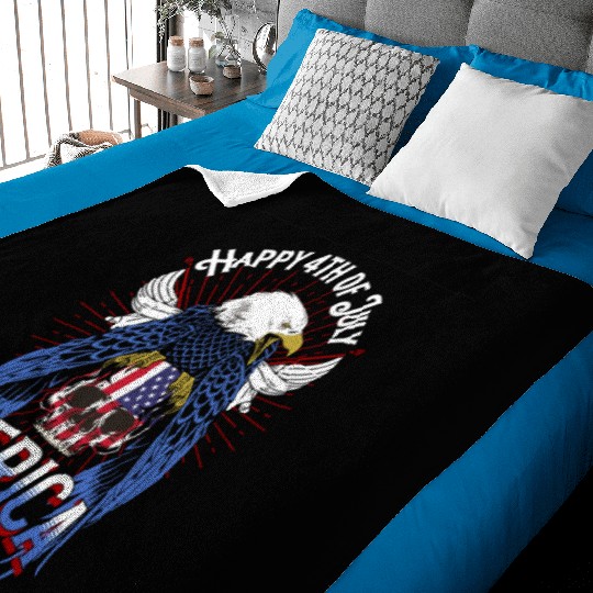 Happy 4th Of July Merica 2022 US eagle red white Baby Blankets