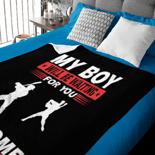 Son Baseball Catcher Pitcher Batter Dad Mom Baby Blankets