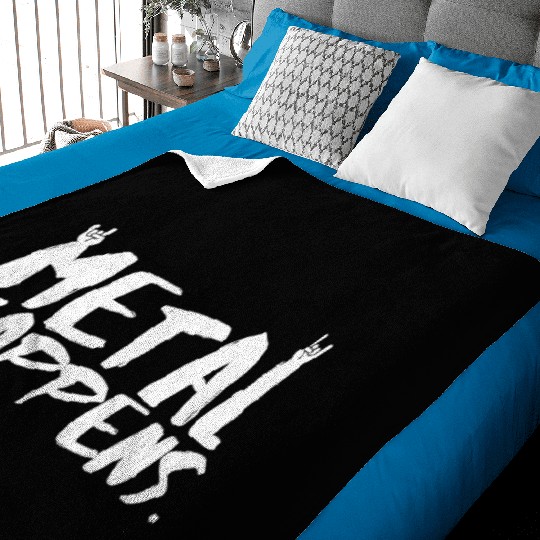 METAL Happens with Devil Horns Finger Gesture Baby Blankets