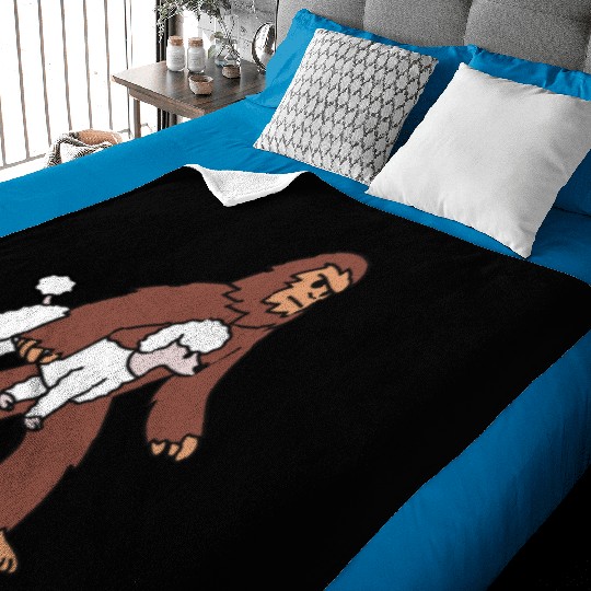 Bigfoot Sasquatch Walking Poodle Baby Blankets