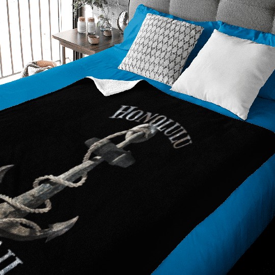 Honolulu Hawaii Nautical Anchor Sailing Baby Blankets