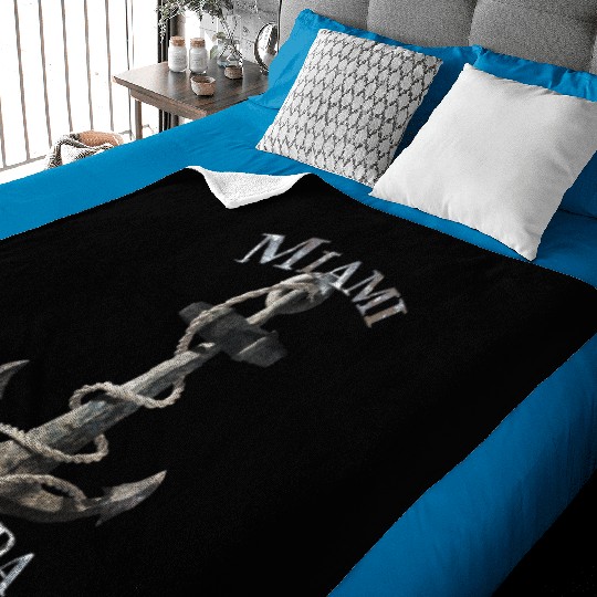 Miami Florida Nautical Anchor Sailing Baby Blankets