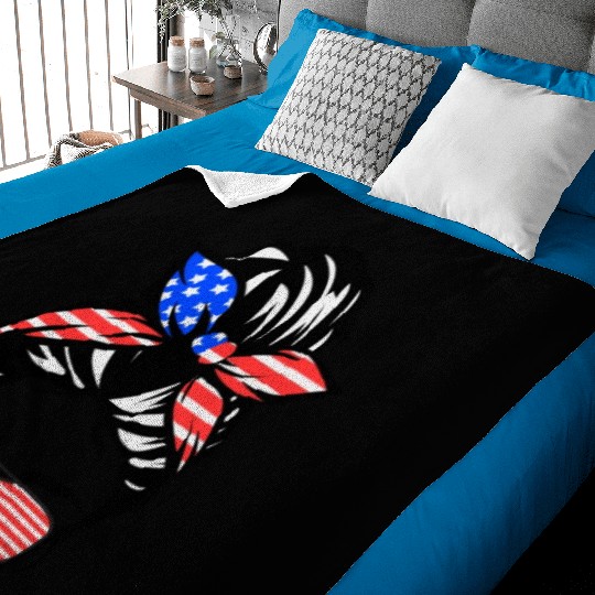 messy bun 4 of july us flag gift for women Baby Blankets