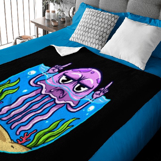 Jelly Fish Middle Finger Jellyfish Baby Blankets