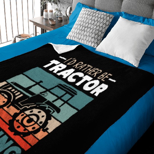 I'd Rather Be Tractor Pulling Farming Farmer Baby Blankets