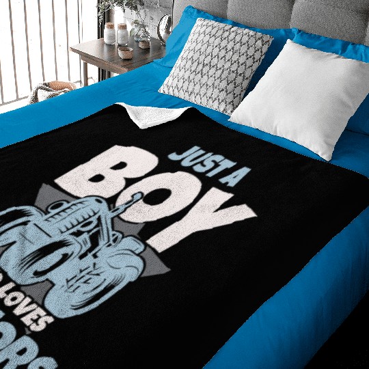 Just A Boy Who Loves Tractors Farmer Agriculture Baby Blankets