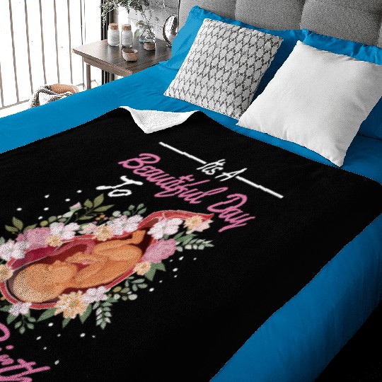 Midwife Cute Flowers Baby Catcher Doula Baby Blankets