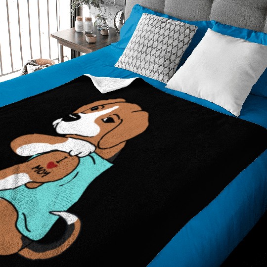 I Love Mom Tattoo Beagle Baby Blankets