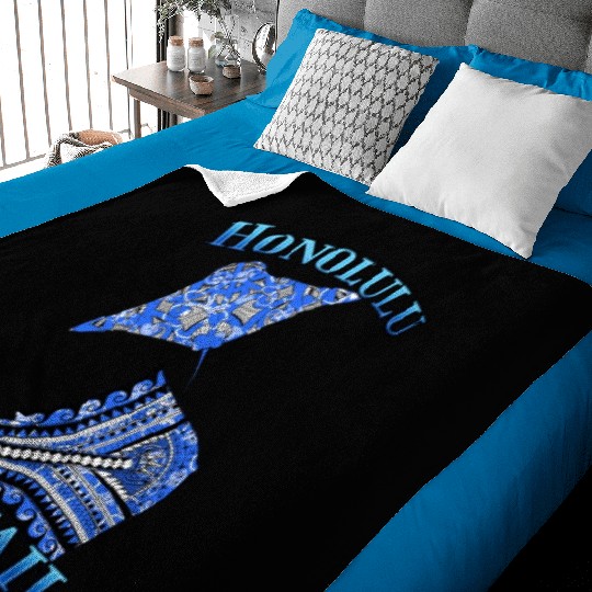 Honolulu Vacation Tribal Stingrays Baby Blankets
