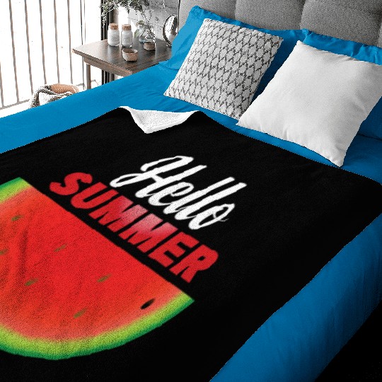 Hello Summer, Hello summer slogan on watermelon Baby Blankets