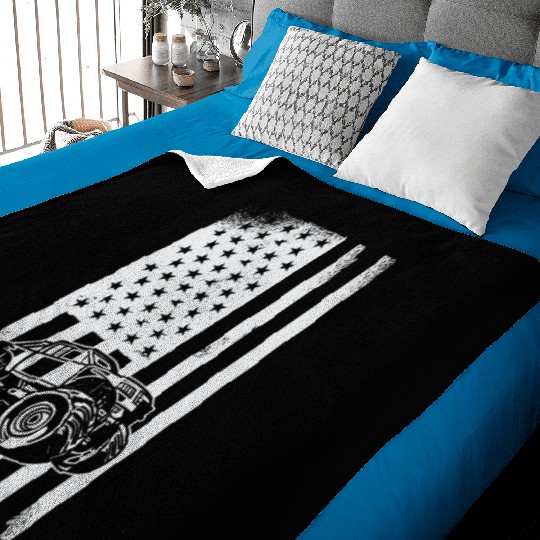 Monster Truck American Flag Racing USA Patriotic Baby Blankets