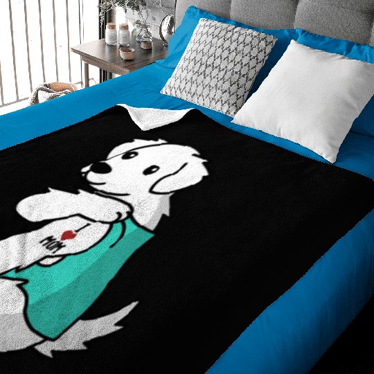 I Love Mom Tattoo Great Pyrenees Baby Blankets
