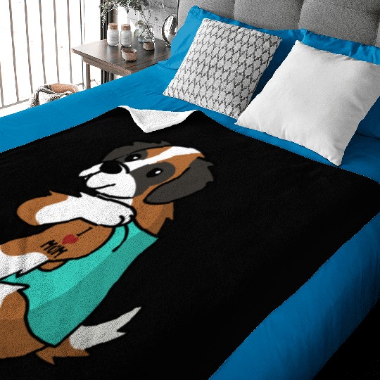 I Love Mom Tattoo Saint Bernard Baby Blankets