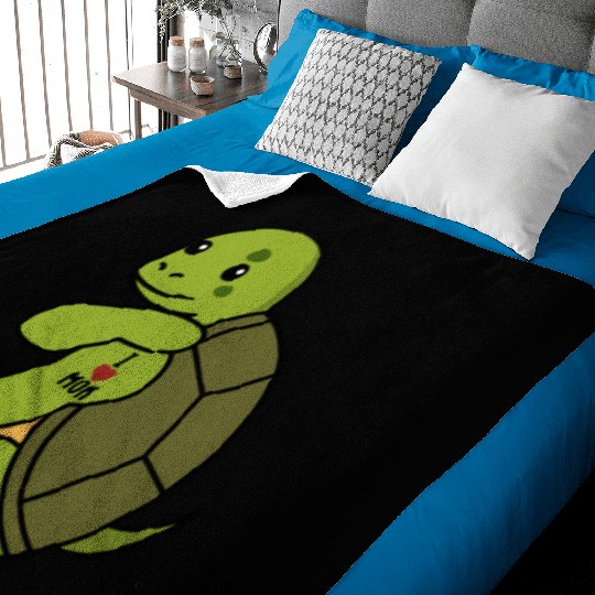 I Love Mom Tattoo Turtle Baby Blankets