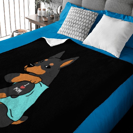 I Love Mom Tattoo Miniature Pinscher Baby Blankets