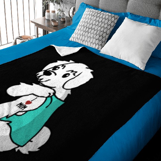 I Love Mom Tattoo Maltese Baby Blankets