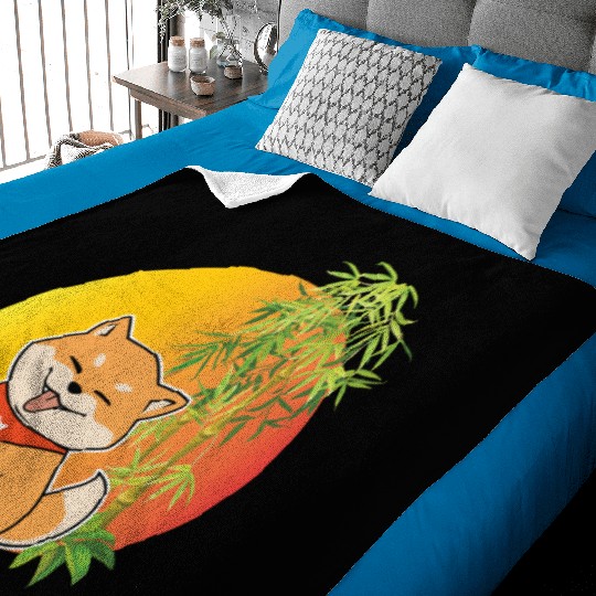 Shiba Inu Japanese Dog Breed Bamboo Plant Hunting Baby Blankets
