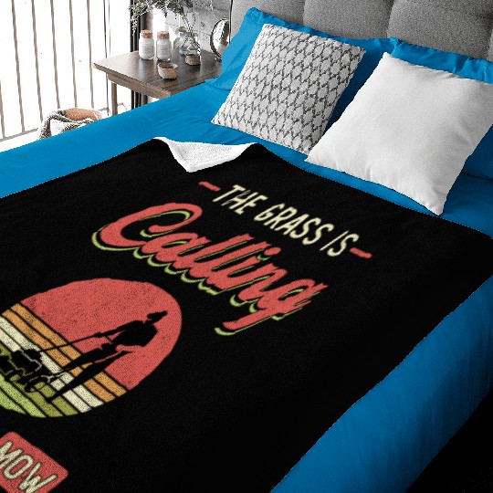 Lawn Mower The Grass Is Calling Garden Lawn Mowing Baby Blankets