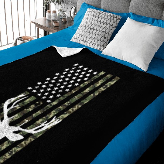 Hunting 4th of July USA Flag Camo Deer Hunter Baby Blankets