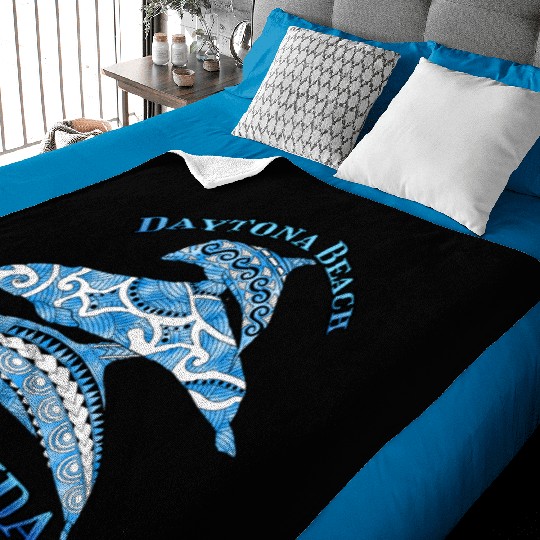 Daytona Beach Florida Vacation Tribal Dolphins Baby Blankets