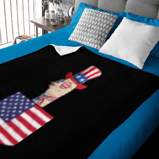 Patriotic Day Llama US Flag Llama Pocket 4th of Baby Blankets