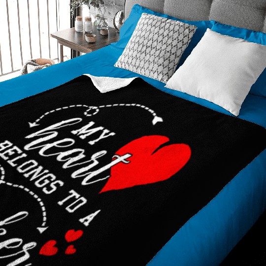I Love My Trucker Husband Wife Gift Valentines Day Baby Blankets