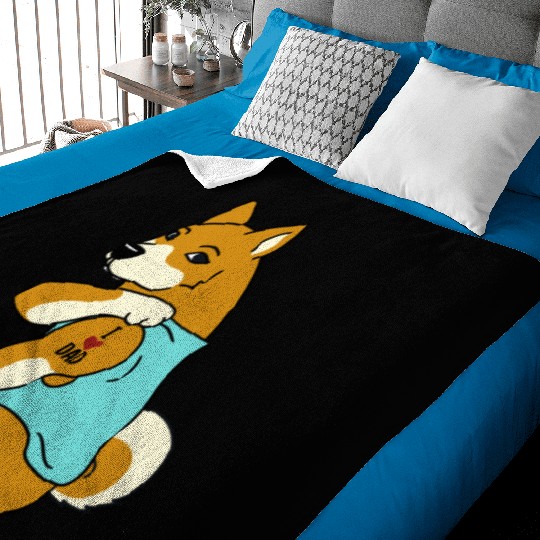 I Love Dad Shiba Inu Baby Blankets